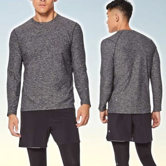 LULULEMON Men's Surge Warm Long Sleeve Sz Medium Heathered Black - Picture 1 of 6